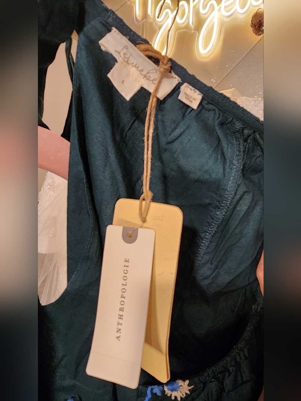 NWT Anthropologie Let Me Be Embroidered Tunic Dress Green Size Large 100% Cotton - Picture 4 of 10